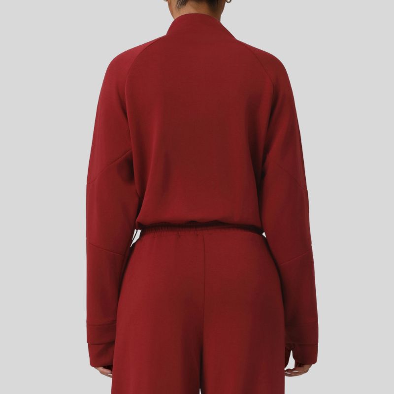 Stand-up collar half-zip thick sweatshirt