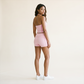 Wholesale Women's Halter V-Neck Color-Block Slim-Fit Sports Bra & Shorts Yoga Set