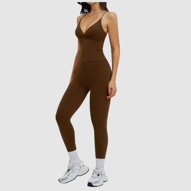 Wholesale thin-strap sports tank top + leggings 2-piece set