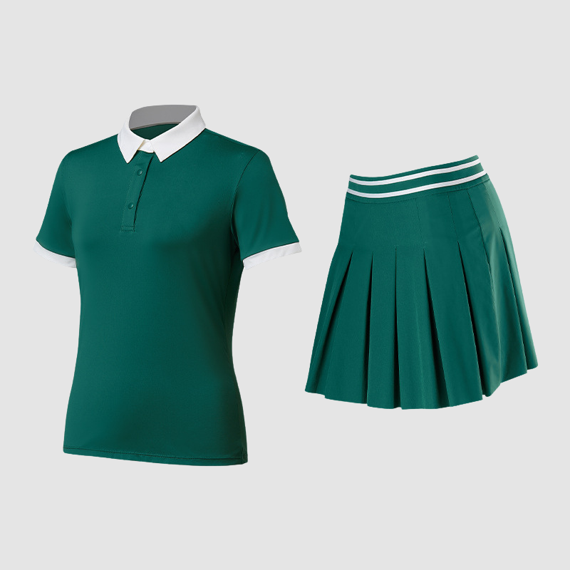 Wholesale Women's POLO Short Sleeve Pleated Skirt Set – 2-Piece Golf Tennis Athletic Outfit