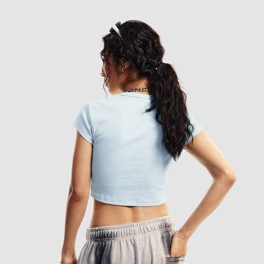 Wholesale Cropped Cotton-Spandex Tee – Vintage Streetwear Short Sleeve