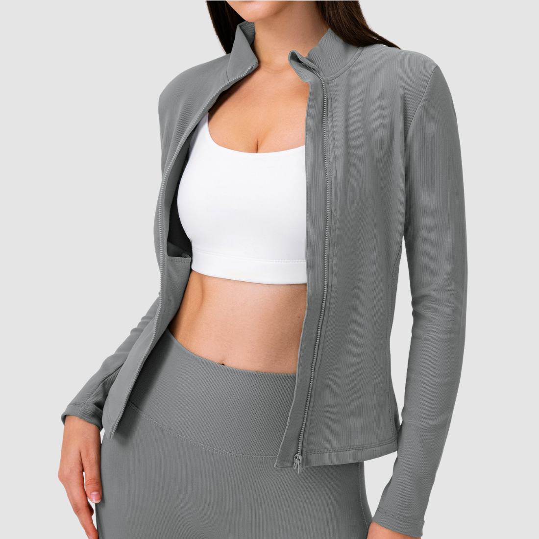 Wholesale Women's Activewear Fleece-Lined Zip Pocket Yoga Jacket
