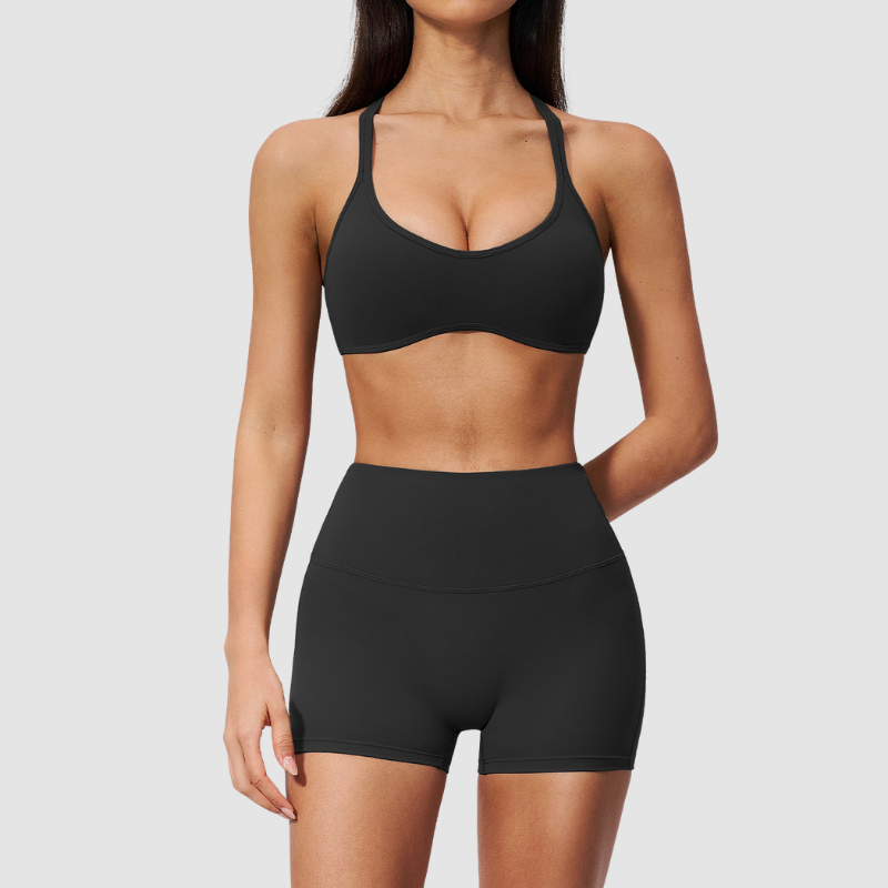 Wholesale Women's Sports Bra and Shorts Set – Creamy Brushed Fabric Fitness Set