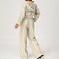 LOOSE HOODED AND FULL ZIPPER SWEATSHIRT + DRAWSTRING SWEATPANTS 2 PIECES SET