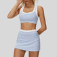Contrast color sports bra + Anti-exposure short skirt