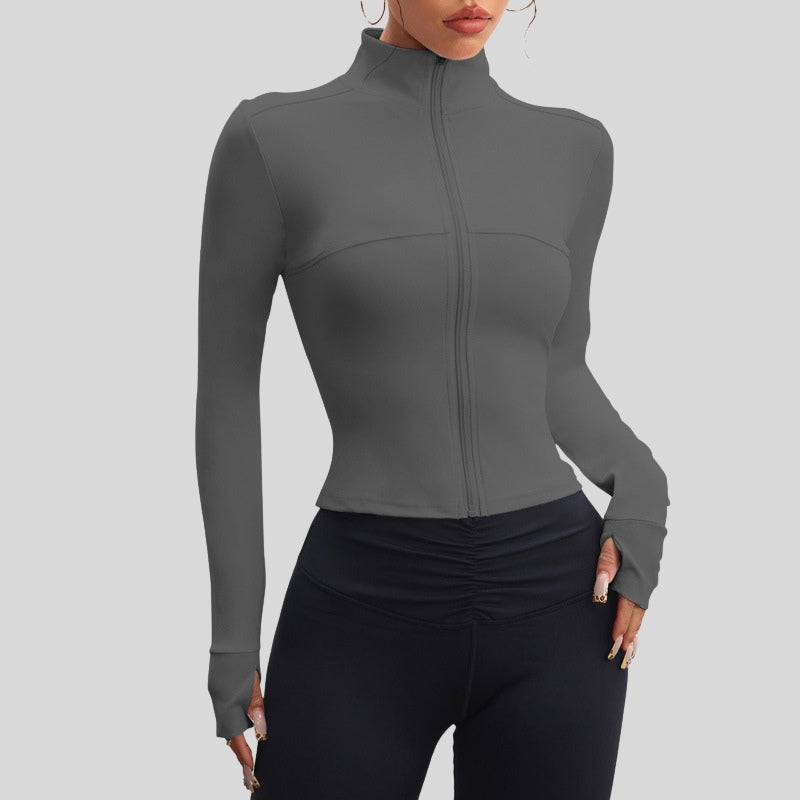 Slim Fit Stand Collar Zip Jacket