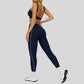Beautiful Backless Sports Bra+High-waisted contrasting color leggings 2-piece set