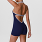 Wholesale Women's Contrast Color Sleeveless Yoga Jumpsuit – Built-In Chest Pad Tennis Fitness