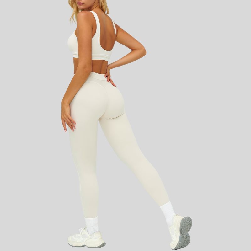 Contrasting Color Sports Bra + high waist leggings 2-piece set