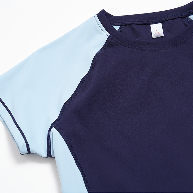Wholesale Women's Colorblock Bare-Feel Yoga Set Short Sleeve Top & Capri Pants