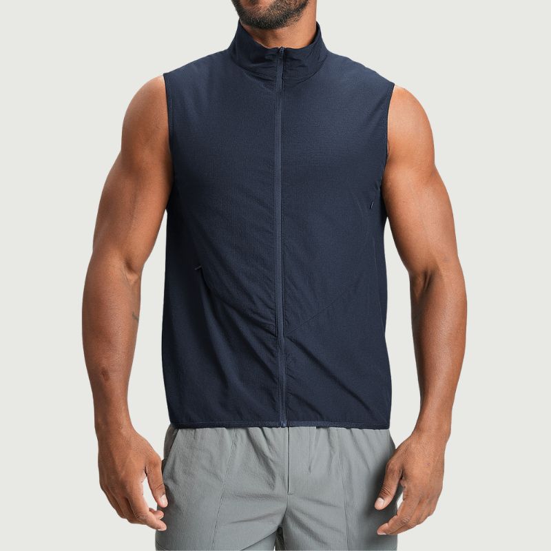 Wholesale mens stand collar zip tank top