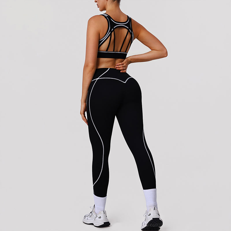 Wholesale contrasting color bra + butt-lifting leggings