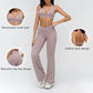 Halterneck backless bra + Flared pants 2-piece set