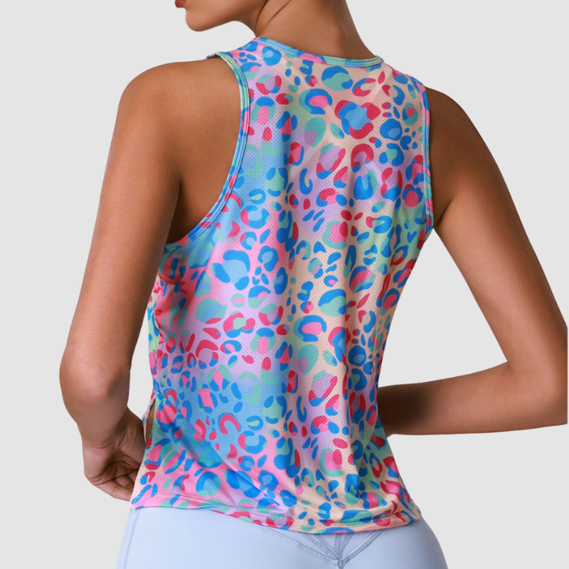 Wholesale Women's Floral Print Ice Silk Athletic Tank Top – Moisture-Wicking Gym Running Fitness Vest