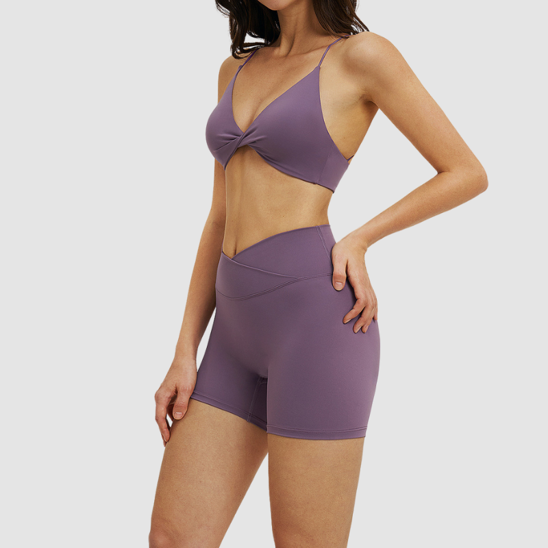 Wholesale thin-strap sports bra + shorts 2-piece set