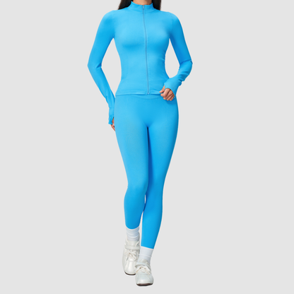 Wholesale Women's Stand-Collar Cardigan & High-Waist Leggings Yoga Set