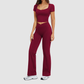 Wholesale square-neck crop top + high-waisted flared pants