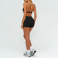 Removable bra pads + high-waisted pleated shorts 2-piece set