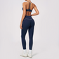 Wholesale Women's Brushed Yoga Set: V-Neck Bra & Leggings – Colorblock Tummy Control