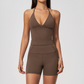 Wholesale Women's Deep-V Sleeveless Vest and High-waist Shorts Yoga Set