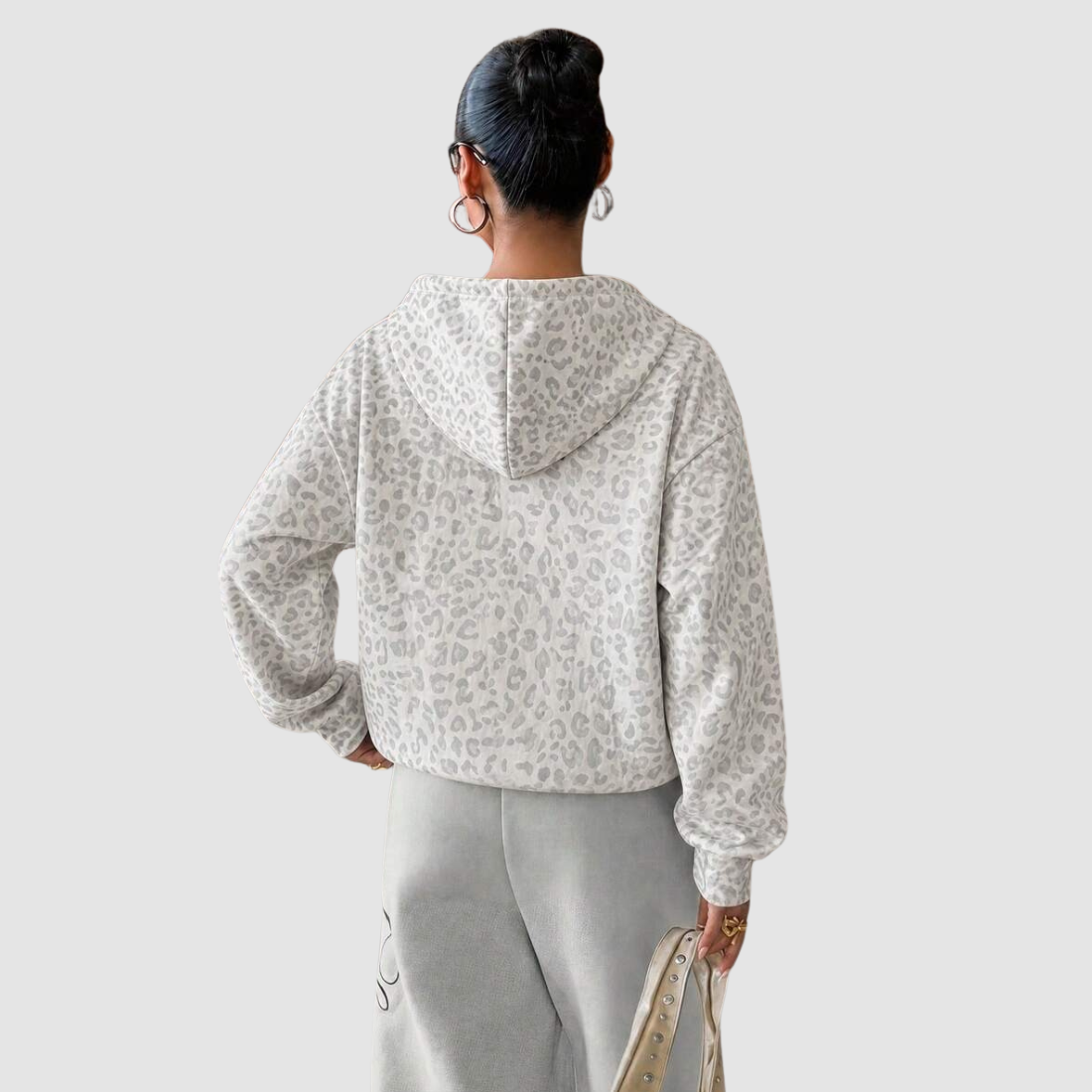 Wholesale Women's Leopard Print Pullover Hoodie – Loose Long Sleeve Sweatshirt