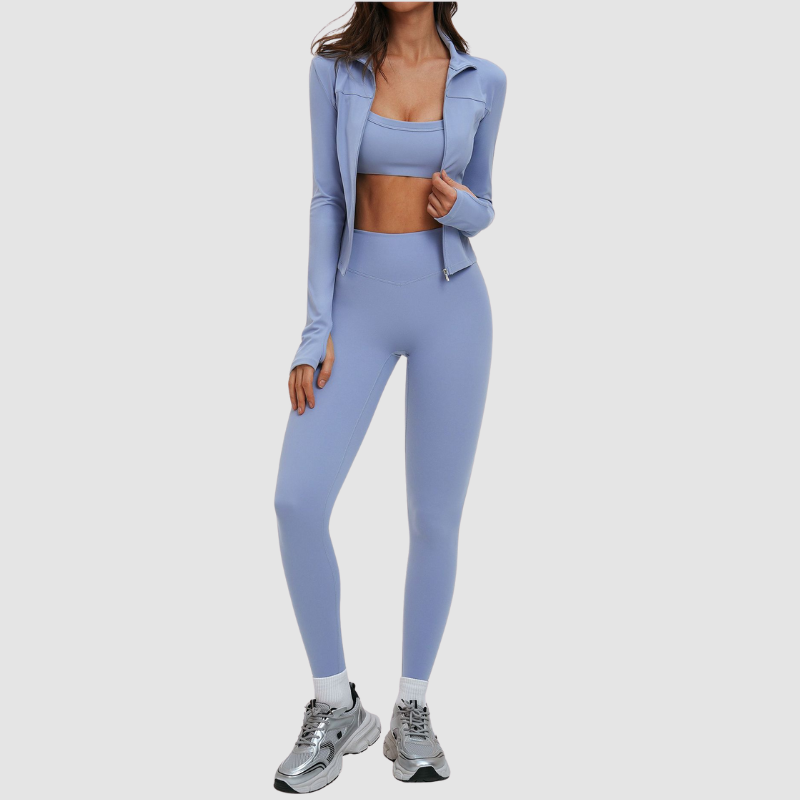 Wholesale spaghetti strap backless bra + leggings + jacket