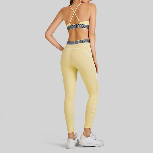 Wholesale Women's Cross-Back Sports Bra & High-Waist Leggings Set – Tummy Control Yoga Set