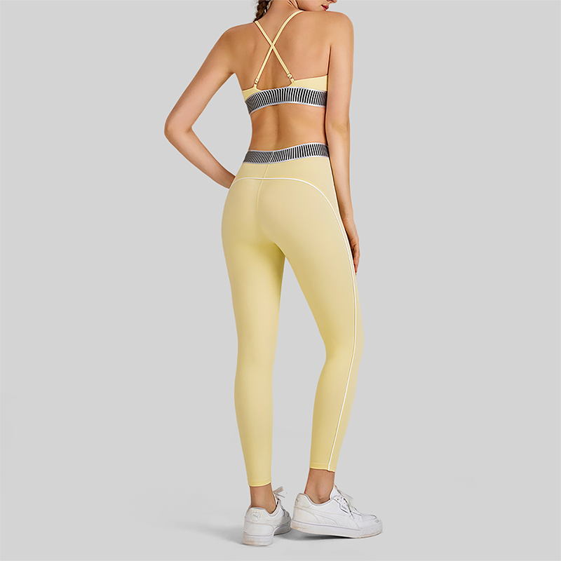 Wholesale Women's Cross-Back Sports Bra & High-Waist Leggings Set – Tummy Control Yoga Set