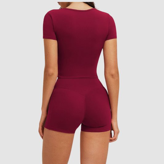 Wholesale Short-Sleeved T-shirt + High-Waisted Shorts | Wonderxfans bulk activewear