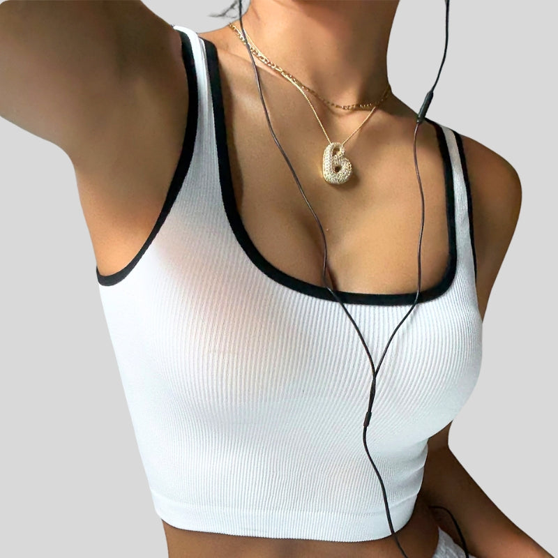 Contrast color U-shaped beautiful back Tank top