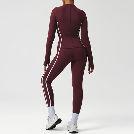 Wholesale Snug-Fit Color-Blocked Jacket + High-Waisted | Wonderxfans bulk activewear
