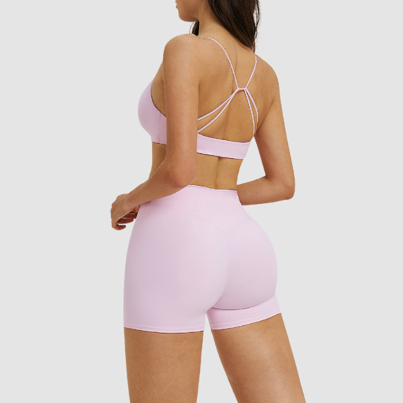 Wholesale thin-strap sports bra + shorts 2-piece set