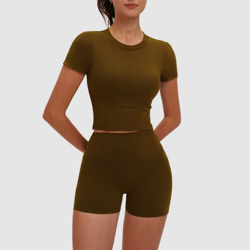 Wholesale solid color short-sleeved T-shirt + shorts