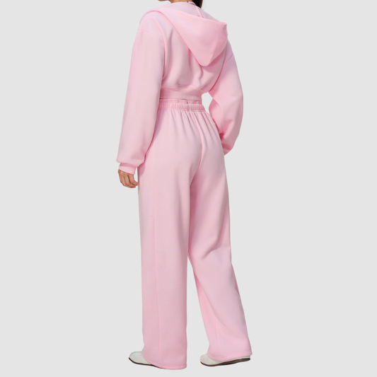 Wholesale Women's Warm Fleece-Lined Zip Up Hoodie & Sweatpants Set