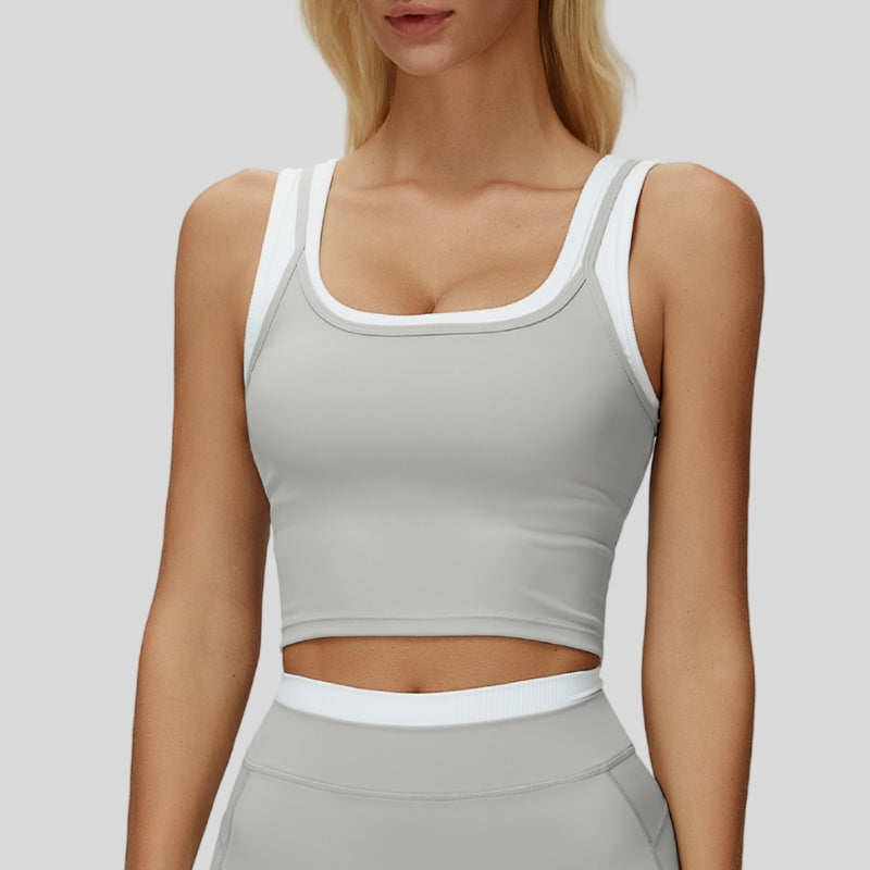 Two-piece contrasting sports tank top