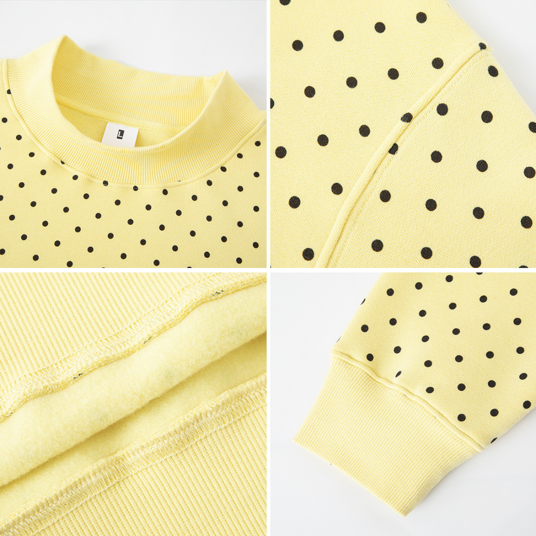 Wholesale Mock Neck Sweatshirt Women's Polka-Dot Fleece Pullover