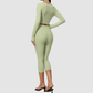 Wholesale Women's Activewear Brushed Bra, Capri Pants & Long-Sleeve 3-piece Yoga Set