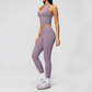 Wholesale Women's Cream-Feel Fleece Deep-V Halter Neck Tank Top & Leggings Set