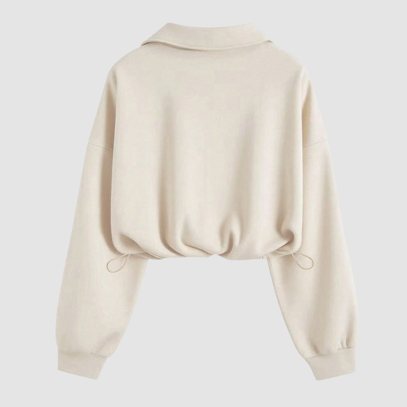 Wholesale Women's Casual Zip Collar Long Sleeve Pullover Sweatshirt – Relaxed Fit Athleisure