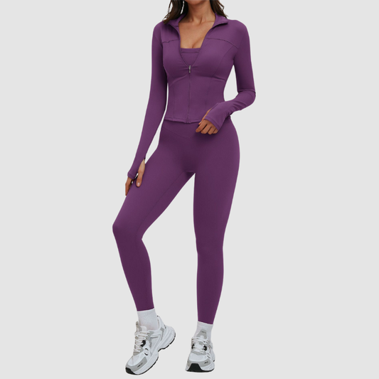 Wholesale spaghetti strap backless bra + leggings + jacket