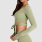 Wholesale Cross Deep V Neck Cropped Yoga Top