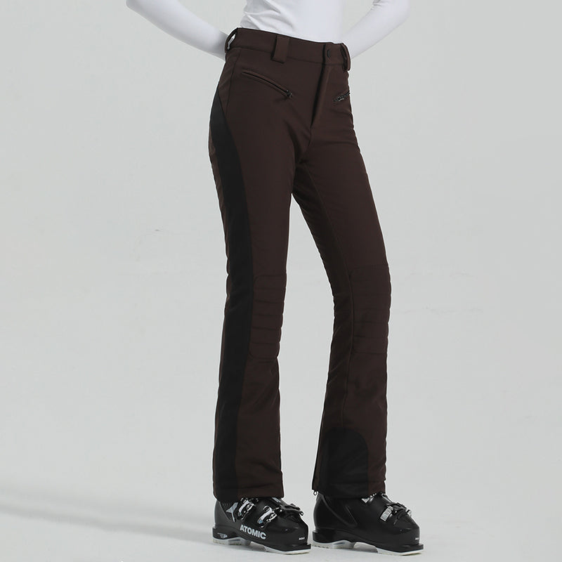 Women's Waterproof Thickened Warm Color-Blocked Ski Pants