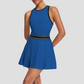 Wholesale Women's Contrast Pleated Tennis Dress with Chest Pads – One-piece tennis dress with built-in chest pads