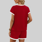 Wholesale Color-Block Drop-Shoulder T-Shirt & Shorts Set – 2-Piece Casual Sports Matching Set