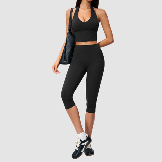 Wholesale Women's Sports Bra and Mid-Length Shorts Set – Brushed Peach-Lift Yoga Set