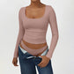 Snug-Fit Square-Neck Long Sleeve