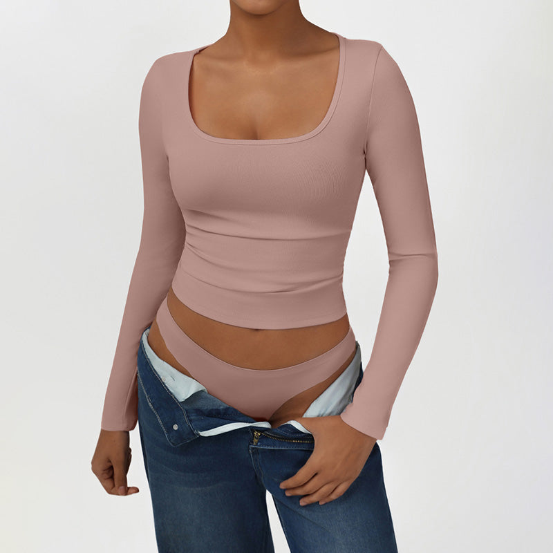 Snug-Fit Square-Neck Long Sleeve
