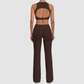 Wholesale Women's Sleeveless Yoga Set – Tummy Control Butt-Lifting Flare Pants 1081+9089