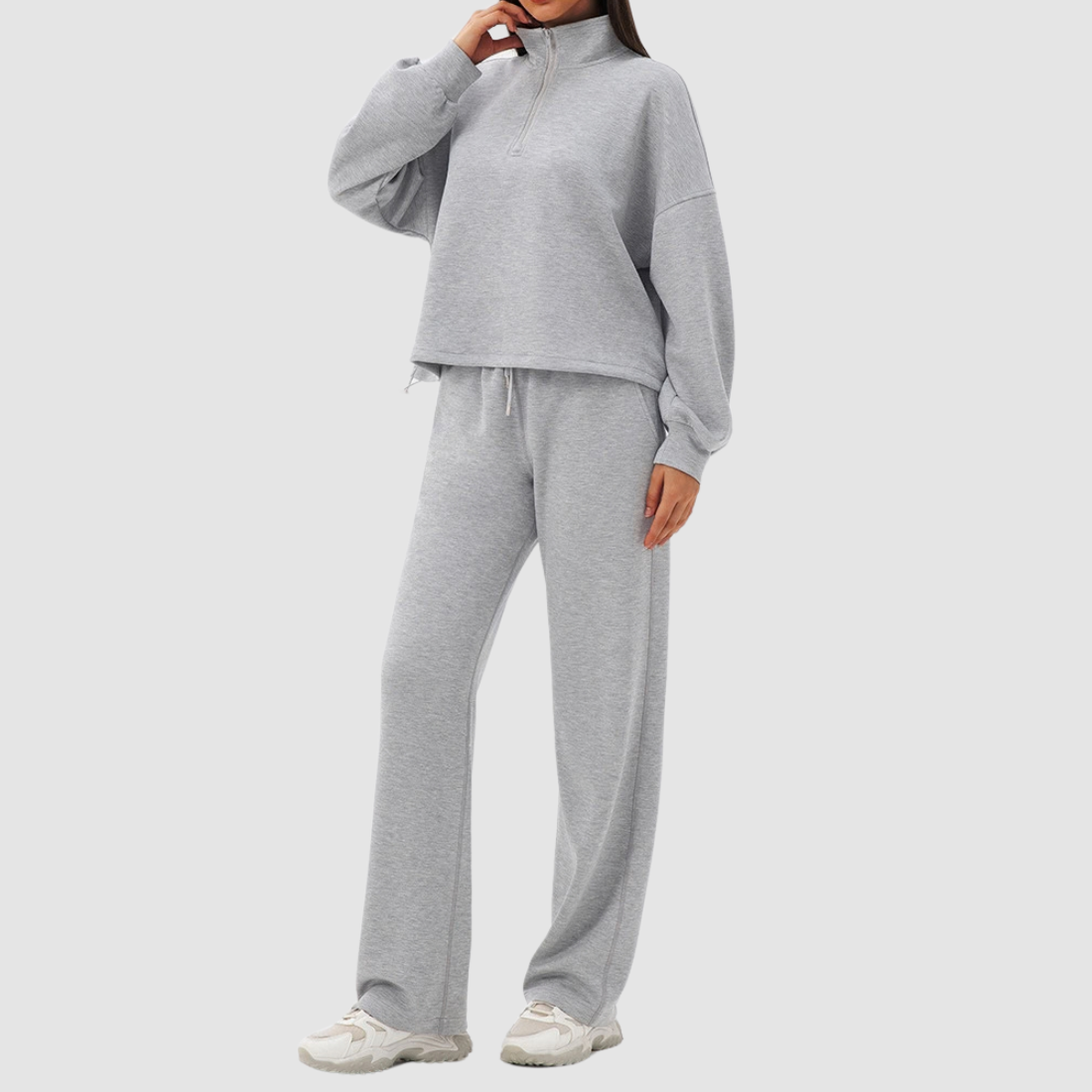Wholesale Women's Modal Sports Set – Stand-Collar Sweatshirt & Straight-Leg Pants