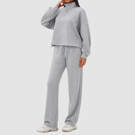 Wholesale Women's Modal Sports Set – Stand-Collar Sweatshirt & Straight-Leg Pants